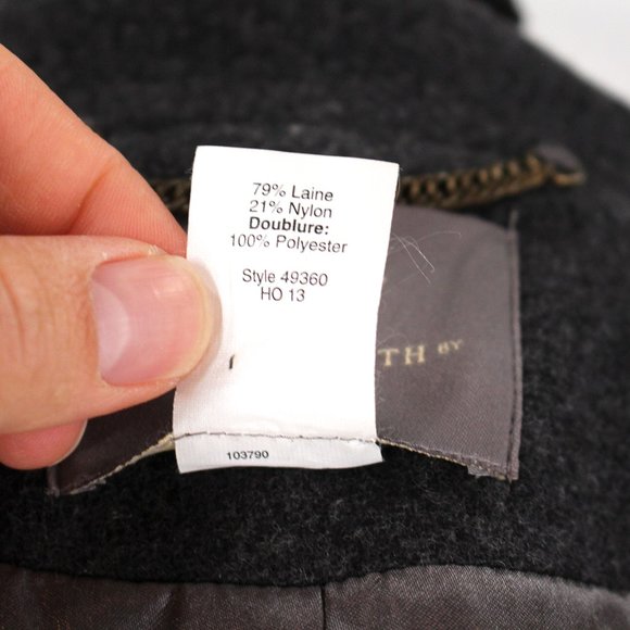 J. Crew Stadium Cloth Nello Gori Wool Blend Double Breasted Grey Pea Coat 0 XS - Picture 8 of 8